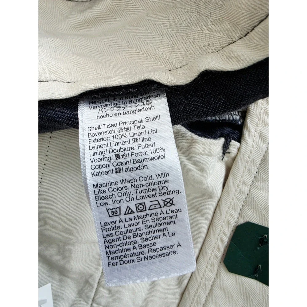 NWT J.Crew Mens Navy Blue 100% Linen‎ Straight Leg Trousers Pants 33x30